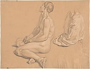 A Seated Man Nude and then Clothed