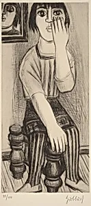 A Seated Young Woman Gesturing