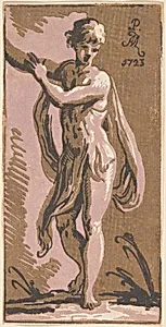 A Standing Youth Gesturing to His Right
