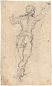 A Striding Youth with His Arms Raised, Seen from Behind by Jacopo Tintoretto