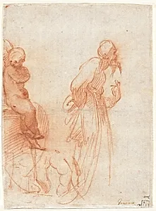 a) Studies of Figures and a Hand (recto); b) Studies of a Bull (verso)