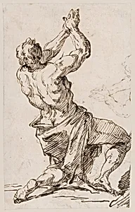a) Study of a Man Kneeling, Looking Upward (recto); b) Studies of the Same Figure (verso)