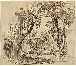 A Tree-lined Garden Path (Preliminary Sketch for "Sleeping Beauty and the Beast"?)