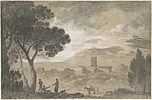 A View in Italy with Mountains in the Distance