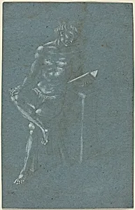 A Young Man Sitting on a Stool Reading a Book (recto); The Fall of Man (a fragment of the lower part) (verso)