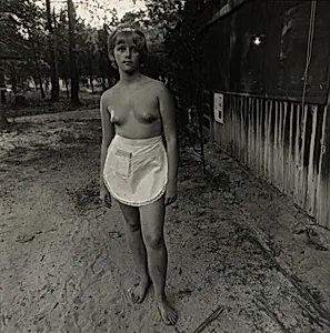 A young waitress at a nudist camp, N.J. 1963