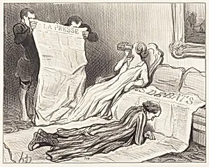Abonnés recevant leur journal... by Honoré Daumier