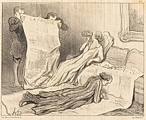 Abonnés recevant leur journal... by Honoré Daumier
