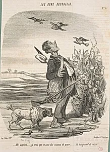 Ah! ... Je crois que ce sont des oiseaux de proie ... by Honoré Daumier