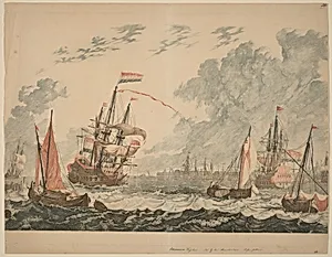 Amsterdam, Ships at the IJ on Choppy Water