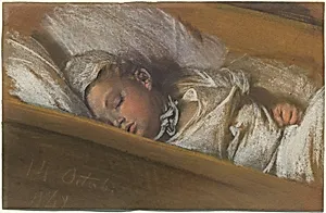 An Infant Asleep in His Crib by Adolph Menzel