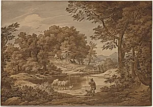 An Italianate Landscape with Shepherds