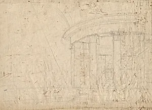 Architectural Fantasy on a Round Temple Enclosed with an Ambulatory (verso)