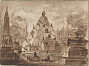 Architectural Fantasy with a Pyramidal Mausoleum