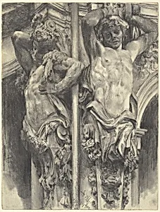 Atlases on the Wallpavillon of the Dresden Zwinger by Adolph Menzel
