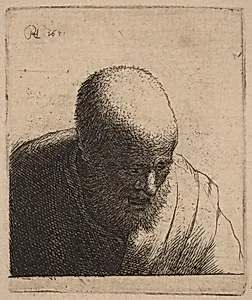 Bald Man with Open Mouth, Looking Down