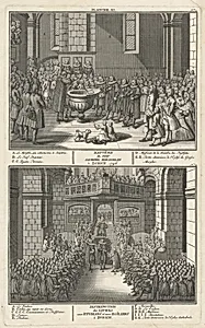 Baptême du Juif Jachiel Hirschlin à Zurich. 1746; Distribution des Livres avec Etudians et aux Ecôliers à Zurich (Baptism of Jachiel Hirschlin and Distribution of the Books)