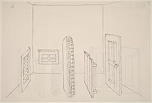 Basket, Table, Door, Window, Mirror, Rug #39 [recto]