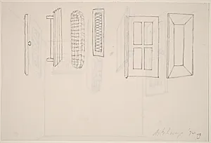 Basket, Table, Door, Window, Mirror, Rug #40 [verso]