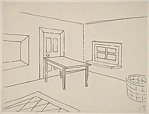 Basket, Table, Door, Window, Mirror, Rug #7 [recto]