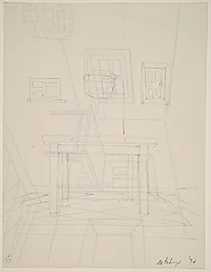 Basket, Table, Door, Window, Mirror, Rug #8 [verso]