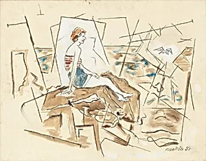 Bather Seated on Rocks