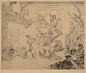 Battle of the Beggars Desir and Rissole (Combat des pouilleux Desir et Rissole) by James Ensor