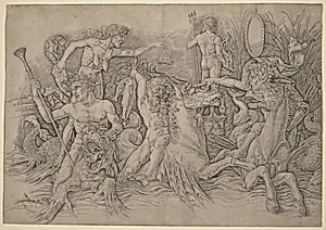 Battle of the Sea Gods [left half] by Andrea Mantegna