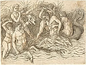 Battle of the Sea Gods [right half] by Andrea Mantegna