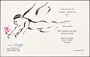 Birthday Menu with a Drawing of an Angel
