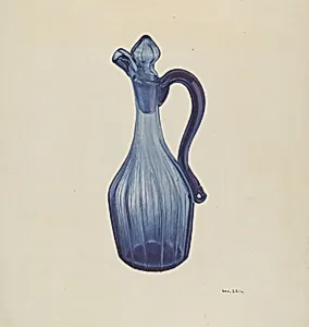 Blue Glass Cruet and Stopper