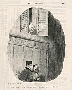 Bonsoir chérie...si ton épicier nous voyait... by Honoré Daumier