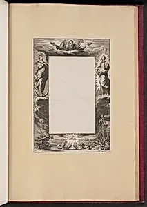 Border Illustration with God the Father, Two Saints, and a Serpent