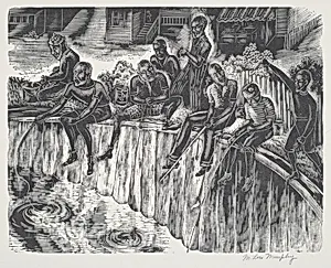 Boys Fishing in the Canal