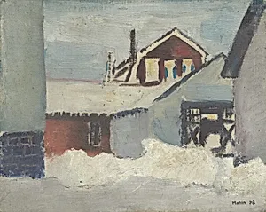 Buildings with Snowbank, Cliffside, New Jersey