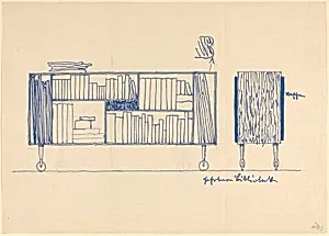 Bureau on Wheels with Books
