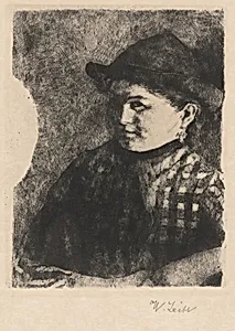 Bust of a Young Peasant Girl in a Plaid Jacket