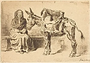 Cacoletière Assise (Seated Woman and Ass) by Félix-Hilaire Buhot