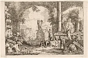 Capriccio of Antique Ruins with Men Gazing at a Classical Orator