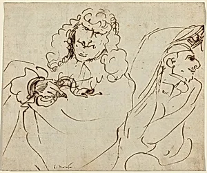 Caricature with Mola Protecting Himself from a Man Holding a Viper by Pier Francesco Mola