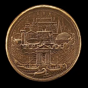 Carthage with Galleys in Harbor [reverse]