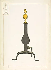 Cast Iron and Brass Andiron