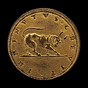 Charging Bull with Cut Horns [reverse]