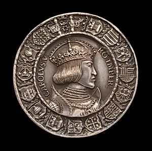 Charles V, 1500-1558, King of Spain 1516-1556, Holy Roman Emperor 1519 [obverse] by Albrecht Dürer (designer), Hans Krafft the Elder (medallist)