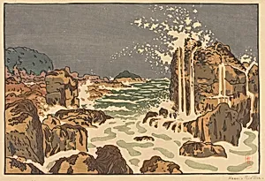 Coup de vent, la vague vient de taper et retombe en cascades [Tréboul] (Gust of Wind, the Wave Has Hit and Falls in Cascades)