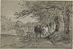Cows and Sheep under Trees