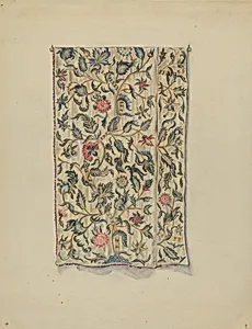 Crewel Embroidery for Bed Hanging
