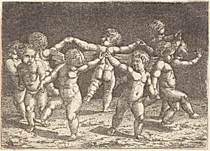 Dance of the Gods of Love by Sebald Beham, after Marcantonio Raimondi, after Raphael