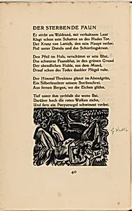 Der Sterbende Faun (The Dying Faun) (in-text plate) from mock-up of Georg Heym: Umbra Vitae (Georg Heym: Shadow of Life) by Ernst Ludwig Kirchner
