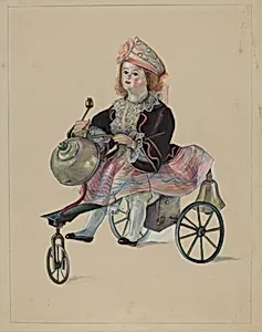 Doll on Velocipede by Mina Lowry
